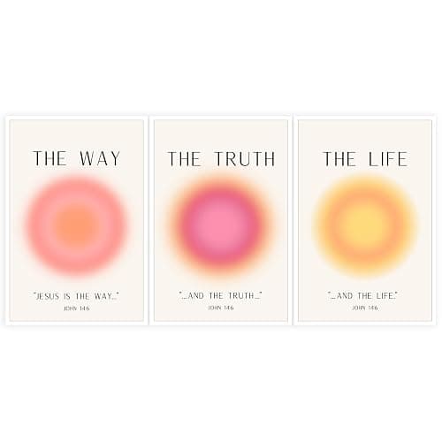 KFDJIG Jesus Poster Set of 3,Jesus Is The Way and The Truth and The Life Bible Verse Canvas Wall Art Religious Christian Minimalist Prints Inspirational Decor for Bedroom Living Room 16x24in Unframed - Image 1