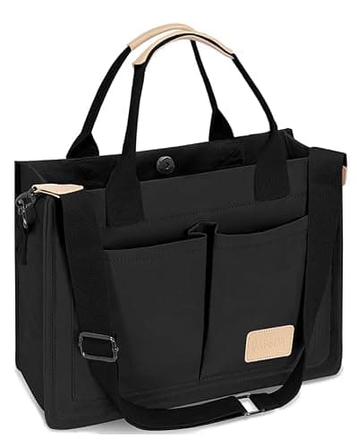 Tote Bags for Women Canvas Tote Purse Crossbody Bags with Pockets Top Handle Shoulder Handbags Satchel Bags for Women - Black - Image 1