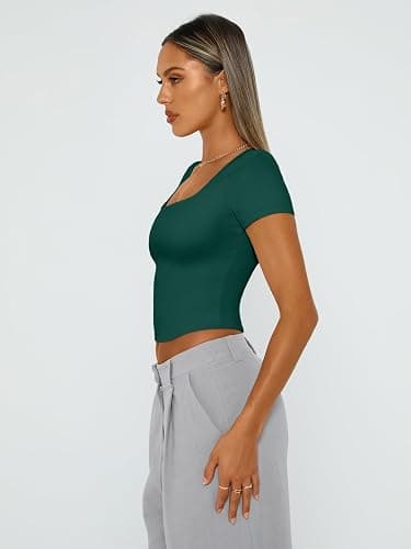 Trendy Queen Tshirts Shirts for Women Double Lined Going Out Crop Tops 2025 Spring Summer Workout Y2k Clothes Beach Fashion thumbnail 4