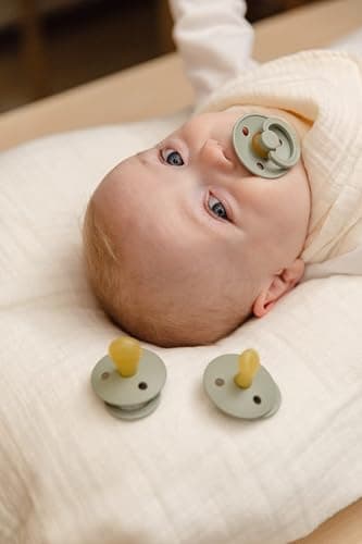 BIBS Pacifiers Colour Collection | Natural Rubber Baby Pacifier | Set of 2 BPA-Free Soothers | Made in Denmark | 0+ Months (Pack of 2) | Dusty Blue/Steel Blue thumbnail 5