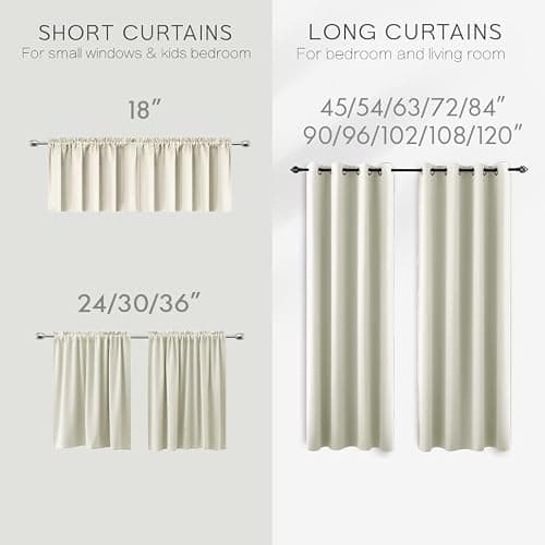 KOUFALL Short Curtains 45 Inch RV Camper Small Window Curtains, Blackout Thermal Bunk Bed Curtains for Bedroom, 2 Panels Set, 34x45 in Length, Cream Beige thumbnail 6