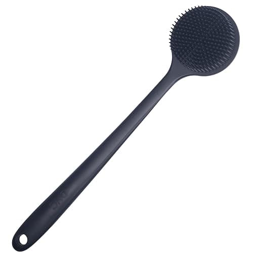 DNC Back Scrubber for Shower Soft Silicone Bath Body Brush with Long Handle (Black) - Image 1