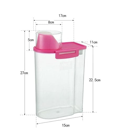 PISSION Pet Food Storage Container with Graduated Cup and Seal Buckles Food Dispenser for Dogs Cats (Pink) thumbnail 2