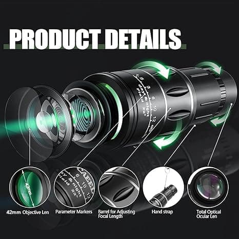 10X42 Mini Monocular Telescope, Birthday Gifts for Men Dad Him Husband Teen Boys, White Elephant Gift for Adults, BAK4 & FMC Prism Scope for Birdwatching Outdoors Hunting, Cool Gadgets for Men thumbnail 2