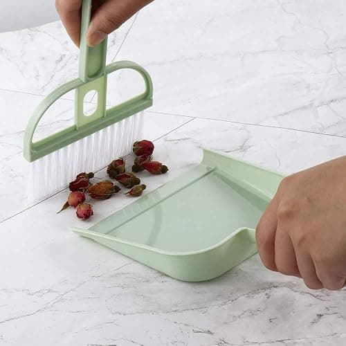 Mini Plastic Dustpan and Brush Set, Mini Dust Pans with Brush, Mini Hand Broom and Dustpan Set for Table, Desk, Keyboard, Cars(blue) thumbnail 5