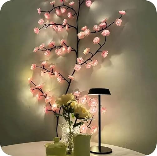 Cherry Tree Branch Lights USB Powered Blossom Branch Decoration Night Lights for Wall,Cherry Enchanted Willow Vine Lights for Bedroom Wall Doors Windows Wedding Christmas Holiday (42 inch (48 Lamps)) thumbnail 7