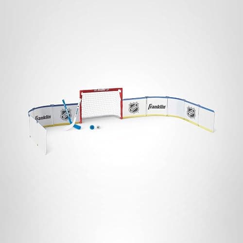 Franklin Sports Mini Hockey Rink Set - Half Rink Knee Hockey Goal, Mini Sticks, and Ball Set - Indoor Mini Hockey Rink - Official NHL Licensed White thumbnail 10