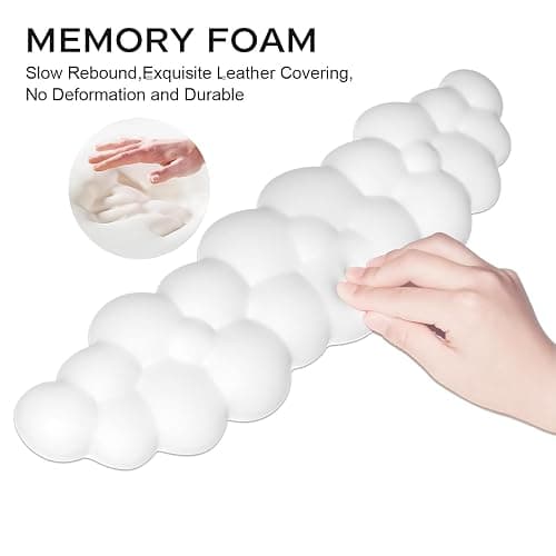 JIKIOU Upgrade Leather Cloud Keyboard Wrist Rest, Cloud Wrist Rest with Non-Slip PU Base, Comfortable Memory Foam Wrist Rest for Computer Laptop Mac Gaming Office and Pain Relief Wish New Year Gift thumbnail 5