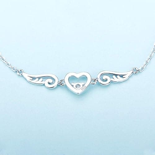 LGSY 925 Sterling Silver Guardian Angel Wings Bracelets for Women, CZ Design Heart Adjustable Chain Bracelets for Jewelry thumbnail 4
