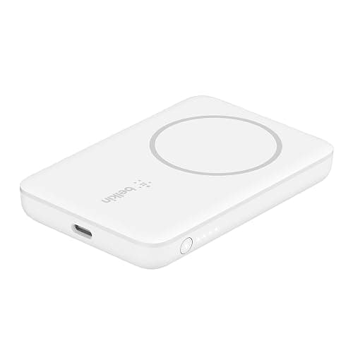 Belkin Portable Charger, MagSafe Charger Wireless Power Bank - 7.5W Wireless Charger - Portable Magnetic Battery Pack - iPhone 16, 15, 14, 13, Plus, Pro, Max, AirPods, Google Pixel 10, etc. - White - Image 1