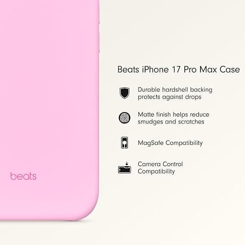 Beats iPhone 17 Pro Max Case with MagSafe & Camera Control, Matte Finish, Microfiber Lining – Pebble Pink thumbnail 2