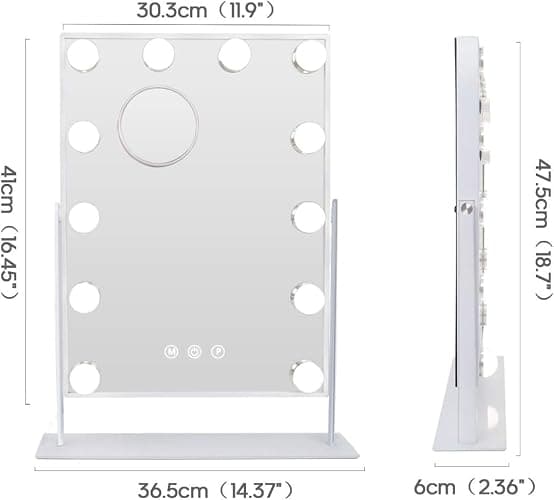 Leishe Hollywood Vanity Mirror with Lights, Lighted Makeup Mirror with 3 Color Lighting Modes & 12 LED Blubs, 360 Degree Rotationand 5X Detachable Magnification(White) - B-vanity Mirror With 12 Blubs thumbnail 7
