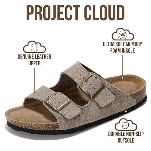 Project Cloud 100% Genuine Leather Flat Sandals Women 2026 Beach Essentials Womens Sandals Memory Foam Vacation Essentials Slides for Women Footwear (Venita) thumbnail 3