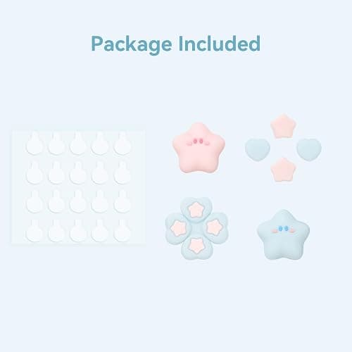 WISHAVEN ABXY Buttons Sticker Joystick Cover Caps, Cross D-Pad Button Caps Silicone Thumb Grips Set Compatible with Nintendo Switch/OLED Controller - Star Baby(Pink ＆ Blue) thumbnail 4
