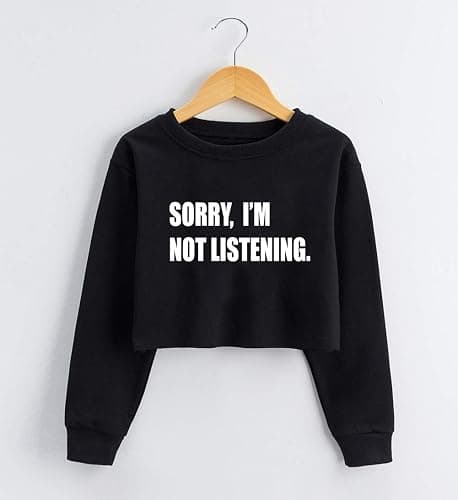 G-Amber Girls Long Sleeve Sweatshirts Kids Crop Print Funny Letters Fashion Pullover Tops thumbnail 2