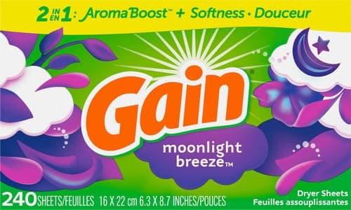 Gain Dryer Sheets Fabric Softener | Moonlight Breeze | Anti-Static | 240 Sheets, Pack of 4 thumbnail 2