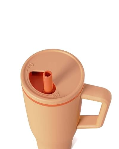 KISSKIND 40 oz Tumbler with Handle and Straw | Lumi Spin Hidden Straw 100% Leakproof Insulated Tumbler | Stainless Steel Water Bottle for Mom, Nurse, Teacher | Orange thumbnail 7