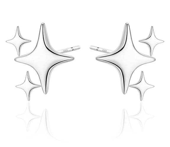 Sterling Silver Post Earrings Star Stud Earrings for Women Teen Trendy Hypoallergenic Small Post Pierced Studs Earrings Jewelry Gifts thumbnail 2