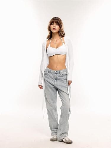 Danysu Ballet Wrap Tops Long Sleeve Cross Tie Crop Shirts Deep V-Neck Dance Clothes Fall Cardigans thumbnail 3