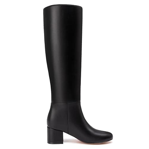Athlefit Knee High Boots for Women Chunky Low Heel Fashion Round Toe Tall Boots thumbnail 3