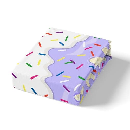 Women Ice Cream Duvet Cover Set Twin Size,2 Pcs Breathable Purple White Cream Cake Bedding Sets(1 Duvet Cover+1 Pillowcase),Colorful Candy Printed Comforter Cover Set for Girls Kids(No Comforter) thumbnail 4