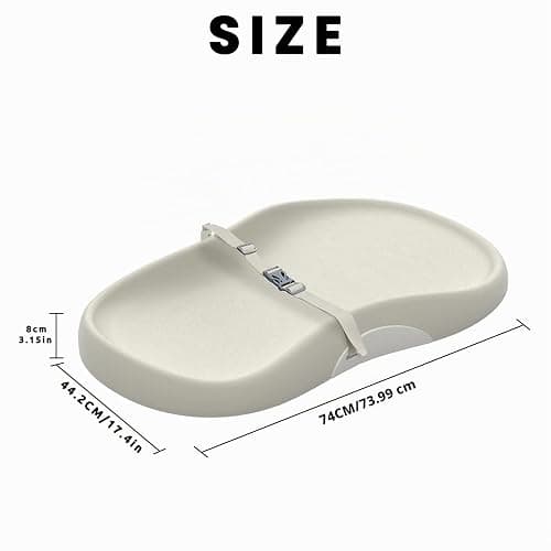 UBRAVOO Matelas à langer avec harnais de sécurité et étagère à jouets, matelas à langer anti-roulement, facile à nettoyer, imperméable et avec bords rembourrés surélevés (Beige, Style Classique) thumbnail 3