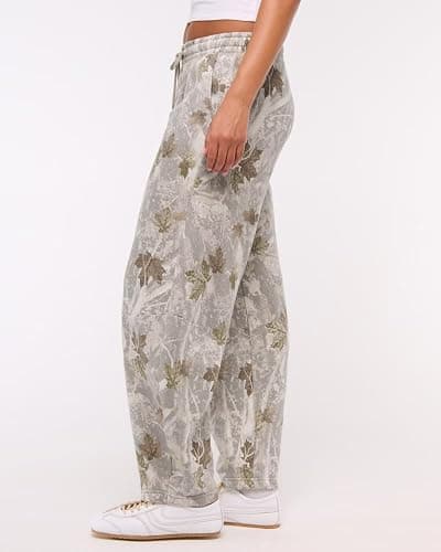 Barrel Sweatpants Women Camo Mid Rise Drawstring Wide Leg Pants with Pockets thumbnail 4