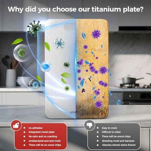 APMRQIB Titanium Cutting Board Set of 3,100% Pure Titanium Cutting Boards for Kitchen, Double Sided Non Toxic Cutting Board, Ideal Charcuterie & Chopping for Meat, Hygiene Durable Dishwashr（3 Pack) thumbnail 4