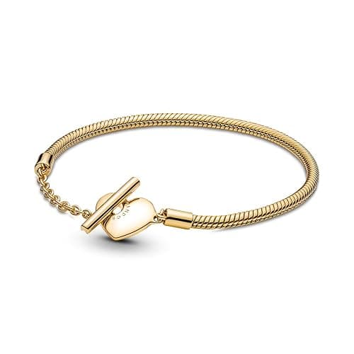Pandora Moments Schlangenketten-Armband Herz, 14-karätig vergoldet, mit T-Stab - Image 1