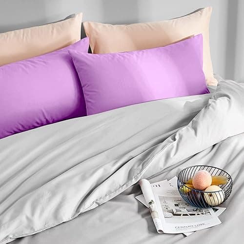 FLXXIE Microfiber King Size Pillow Cases 2 Pack, Soft Pillowcases with Envelope Closure, Wrinkle, Fade and Stain Resistant Pillow Covers, 20x36, Light Purple thumbnail 8