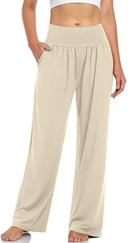 UEU Women's Casual Loose Wide Leg Cozy Pants Yoga Sweatpants Comfy High Waisted Sports Athletic Lounge Pants with Pockets - Image 1