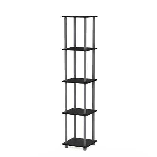 FURINNO Turn-N-Tube 5-Tier Corner Square Rack Display Shelf, Round, Black/Grey thumbnail 4