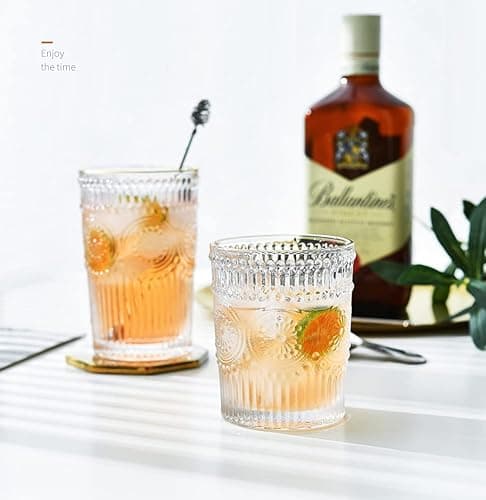 LOYUYU Set De 6 Verres à Eau Romantiques Premium 250ML, Verrerie Vintage pour Jus, Boissons, Bières, Cocktails (250ml) thumbnail 5