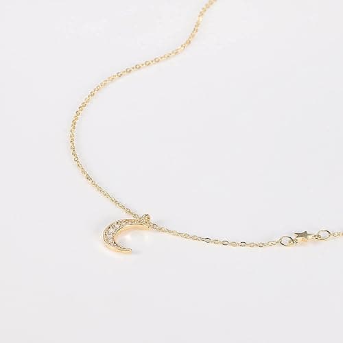 HANLI 14K Gold Plated Necklaces for Women - Dainty Butterfly, Star of David, Moon and Star, Sun, Lotus, Infinity, Hummingbird, Bee,Boots,Chill,Sunflower Pendant Designs - Elegant Jewelry for Women thumbnail 6