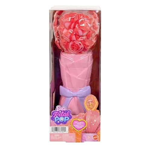 Barbie Petal Pop Scented Doll with Rose Dress & Accessories, Bouquet Reveal with Pet Bunny & Surprises Like Watering Can, Necklace & Earrings​​​ thumbnail 7