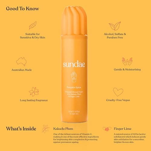 sundae Limited Edition Pumpkin Spice Whipped Body Wash Shower Foam with Kakadu Plum & Finger Lime 8.9 fl oz, 265ml thumbnail 2