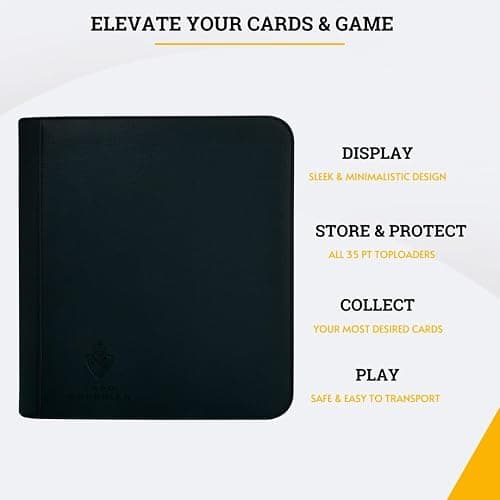 Card Guardian - Toploader binder 4 Pocket top loader binder with Zipper for 160 Cards - Side Loaded Pockets - Compatible with Sports and Trading Cards TCG (Black) thumbnail 8