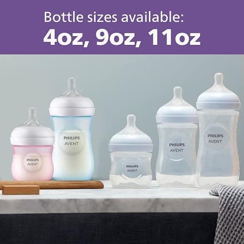 Philips Avent Natural Baby Bottle with Natural Response Nipple (Slow Flow, Flow 2), 4oz, 3-pack, SCY900/03 - Clear - 4oz - 3-pack thumbnail 11