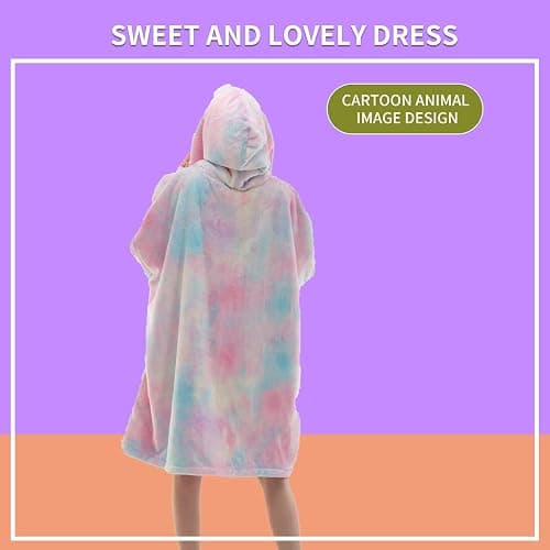 COSUSKET Adult Hoodie Wearable Blanket, Tie Dye Super Cozy Warm and Oversized Sherpa Blanket Hooded for Women - Multi-hot Pink Adult thumbnail 4
