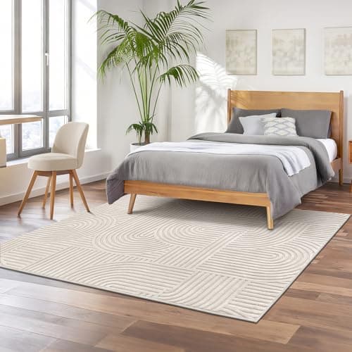 Pauwer 5x7 Washable Area Rugs for Living Room Modern Beige Solid Color Soft Fluffy Rugs for Bedroom Non Slip Boho Accent Indoor Mat Floor Carpet Cover for Kids Room Dining Room Kitchen Office thumbnail 8