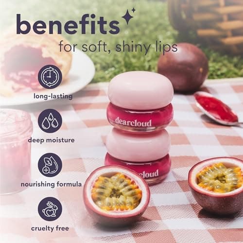 dearcloud Dewy Lip Jam – Hydrating Lip Balm & Gloss with Vitamin E, Korean Skincare (Passion Fruit) thumbnail 3