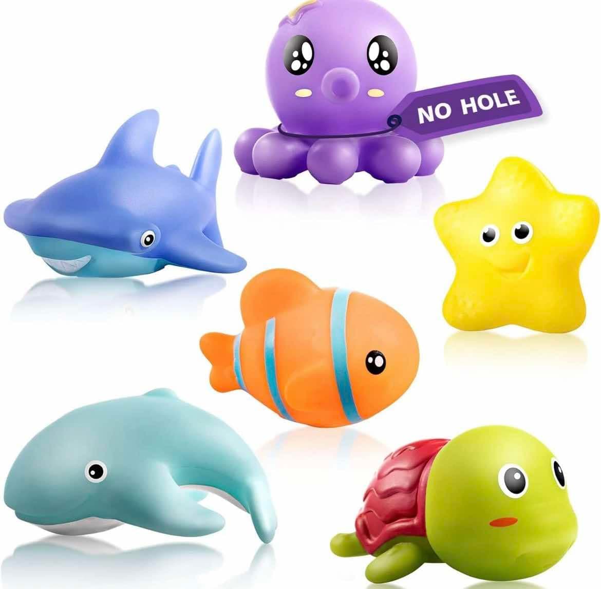 Ameon No Hole, Mold-Free Baby Bath Toys - Suitable for Children from 1 Year, Choose from Different Sets, 6 Pieces per Set - Image 1