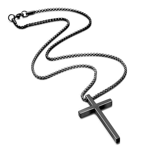 M MOOHAM Cross Necklace for Men Teen Boys 16-30 Inch | Silver Black Gold Stainless Steel Cross Chain Cross Pendant, Jewelry Gifts for Teenage Boys Men thumbnail 4