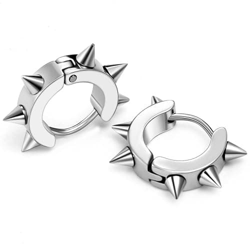 JewelryWe Schmuck Herren Damen Ohrringe, Creolen Ohrstecker, Edelstahl, Silber Schwarz Gold - Image 1