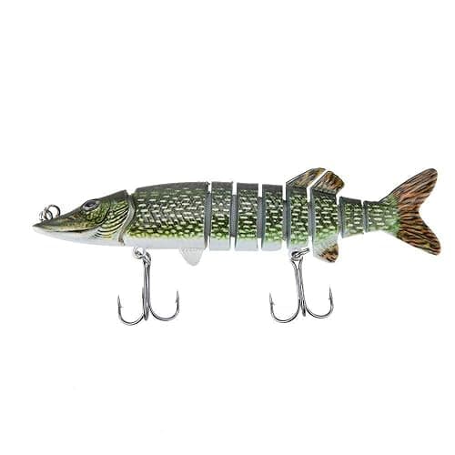 U-K 5 Inches/12.5 cm 20 G Realistic Multi-Articulated Fishing Lure 9-Segment Pike Maskinonge Swimbait Crankbait Hard Fish Lures with Two Triple Hooks Environmentally Friendly & Durable thumbnail 2