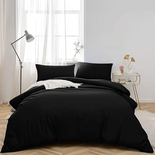 MOONLIGHT20015 King Duvet Cover Black Solid Soft King Bedding Duvet Cover Set with 2 Matching Pillowcases thumbnail 2