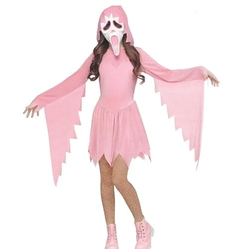 Fun World Sparkle Ghost Face Child Costume, Pink, X-Large - Image 1
