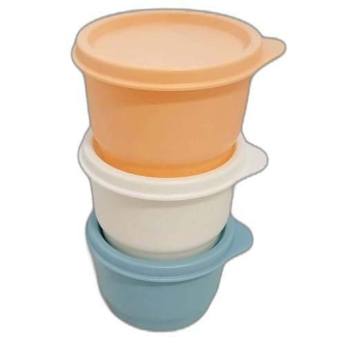 Tupperware SET (3) Kühlschrank Uno 120 ml bunt orange weiß blau Dose Vorrat Frischhaltedose Julchen thumbnail 2
