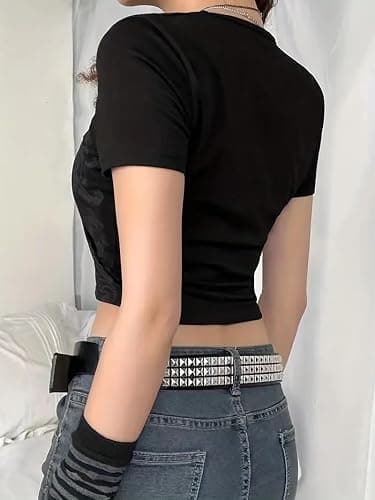 Ulekuke Metal Punk Rock Rivet Studded Belt for Women Men, Gothic Belt with Bright Pyramid Studs thumbnail 4