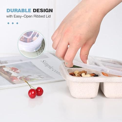 TurtingAs Snack Containers, 4 Pack Reusable Bento Snack Box, 4 Compartments Meal Prep Lunch Containers for Kids Adults, Divided Food Storage Containers for School Work Travel thumbnail 5